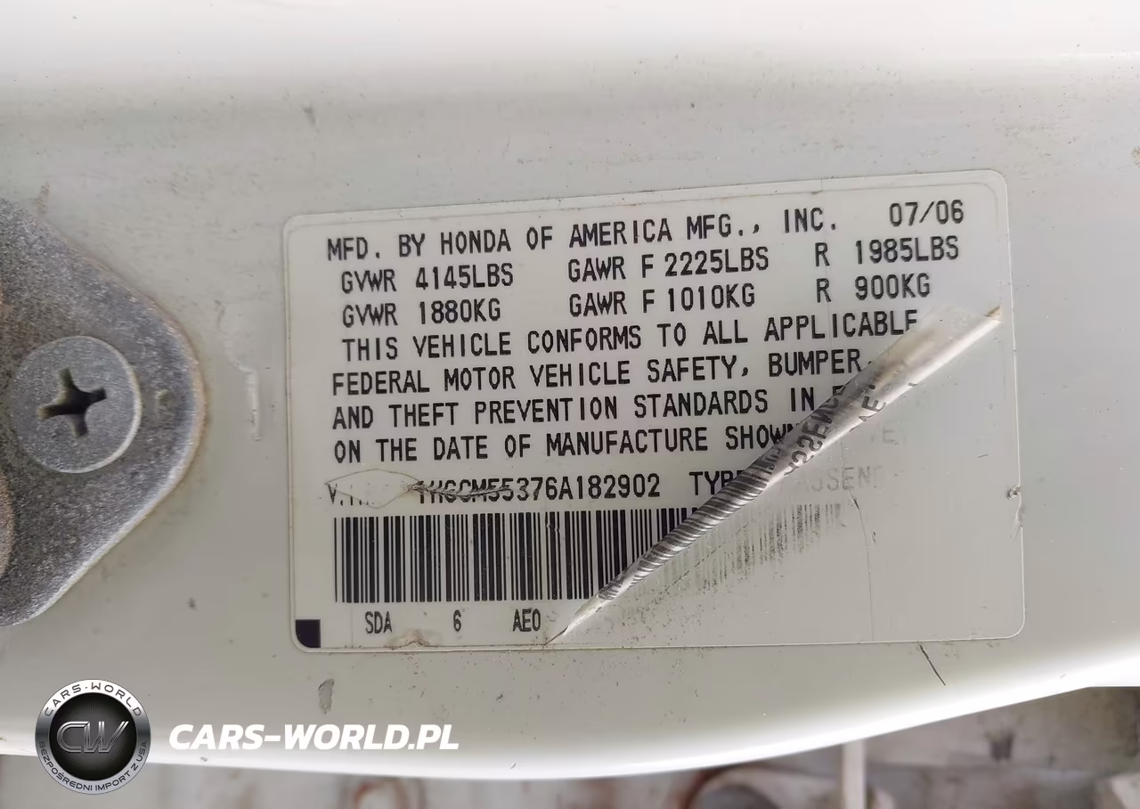 2006 Honda Accord 2.4 Se VIN:1HGCM55376A182902 - 9