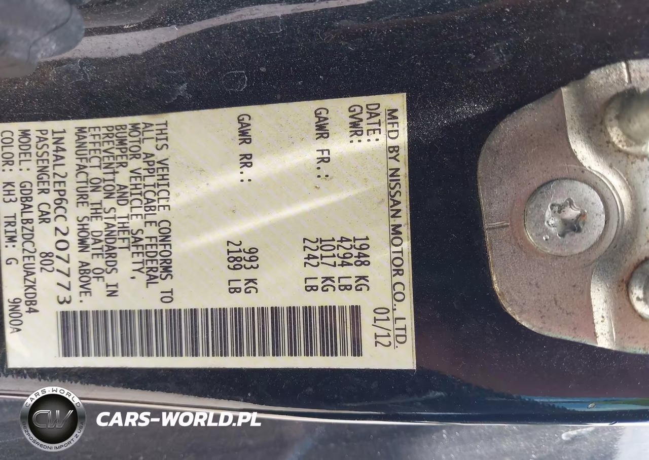 2012 Nissan Altima 2.5 S VIN:1N4AL2EP6CC207773 - 9