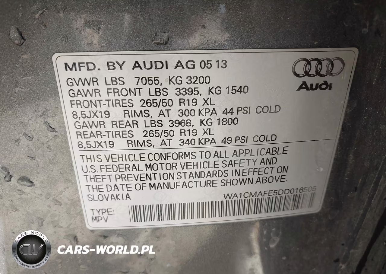 2013 Audi Q7 3.0 Tdi Premium VIN:WA1CMAFE5DD016505 - 9