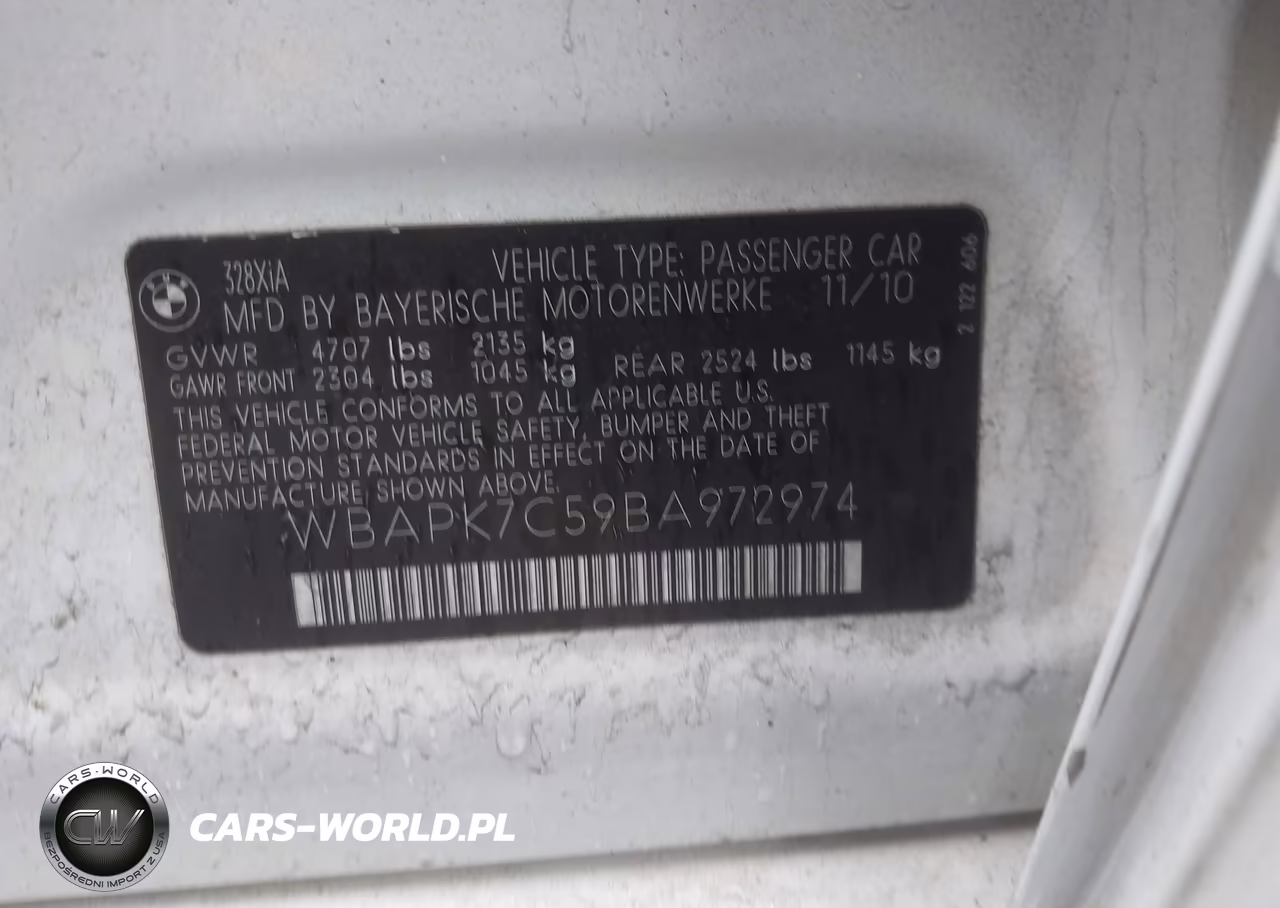 2011 BMW 328I xDrive VIN:WBAPK7C59BA972974 - 9