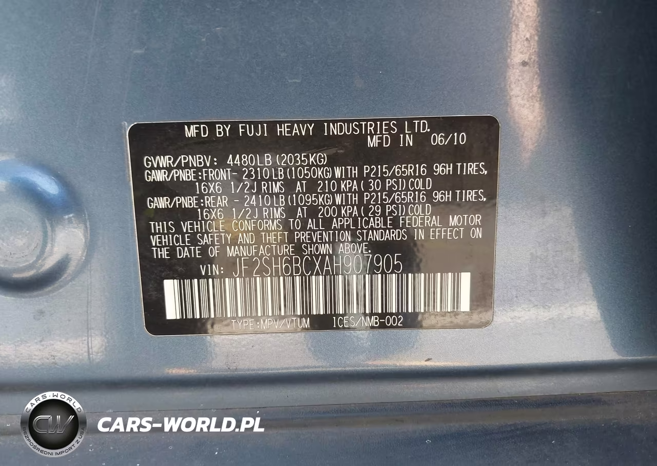2010 Subaru Forester 2.5X VIN:JF2SH6BCXAH907905 - 9