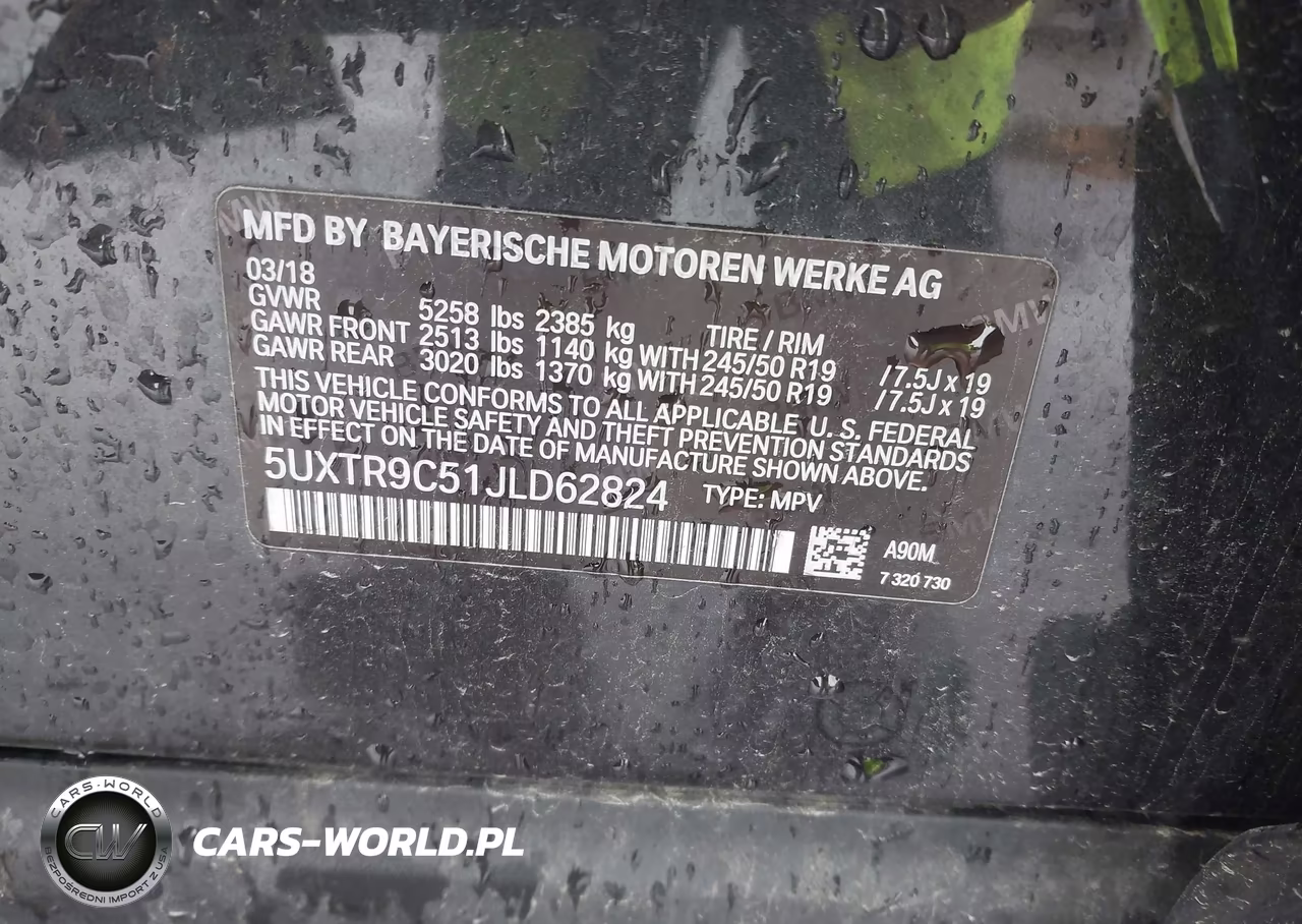 2018 BMW X3 xDrive30I VIN:5UXTR9C51JLD62824 - 9