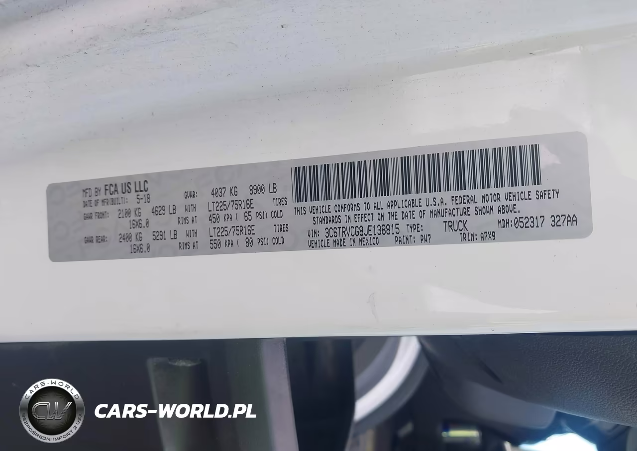 2018 Ram Promaster 2500 High Roof 136 Wb VIN:3C6TRVCG8JE138815 - 9