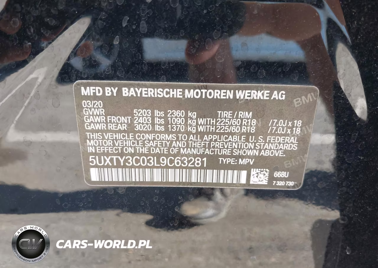 2020 BMW X3 Sdrive30I VIN:5UXTY3C03L9C63281 - 9