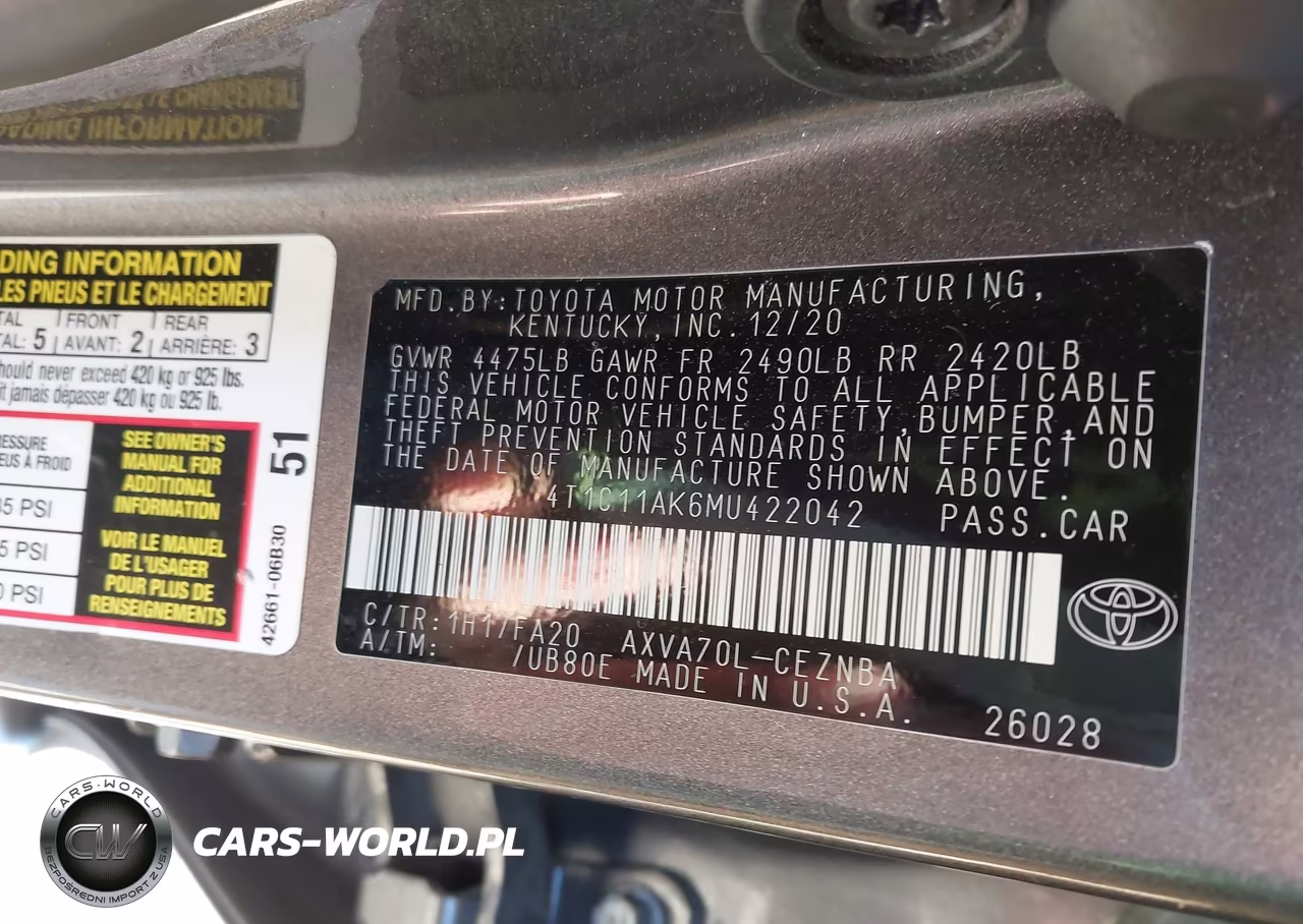 2021 Toyota Camry Le VIN:4T1C11AK6MU422042 - 9