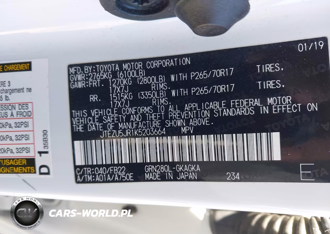 2019 Toyota 4Runner Sr5 VIN:JTEZU5JR1K5203664 - 9