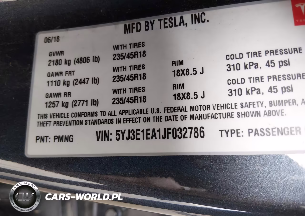 2018 Tesla Model 3 Long Range-Mid Range VIN:5YJ3E1EA1JF032786 - 9
