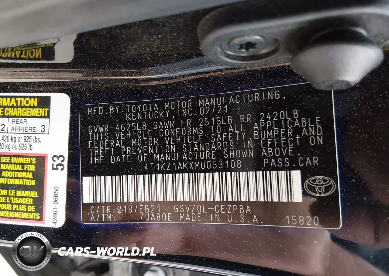 2021 Toyota Camry Trd VIN:4T1KZ1AKXMU053108 - 9