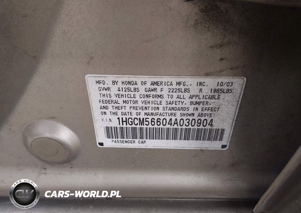 2004 Honda Accord 2.4 Ex VIN:1HGCM56604A030904 - 9