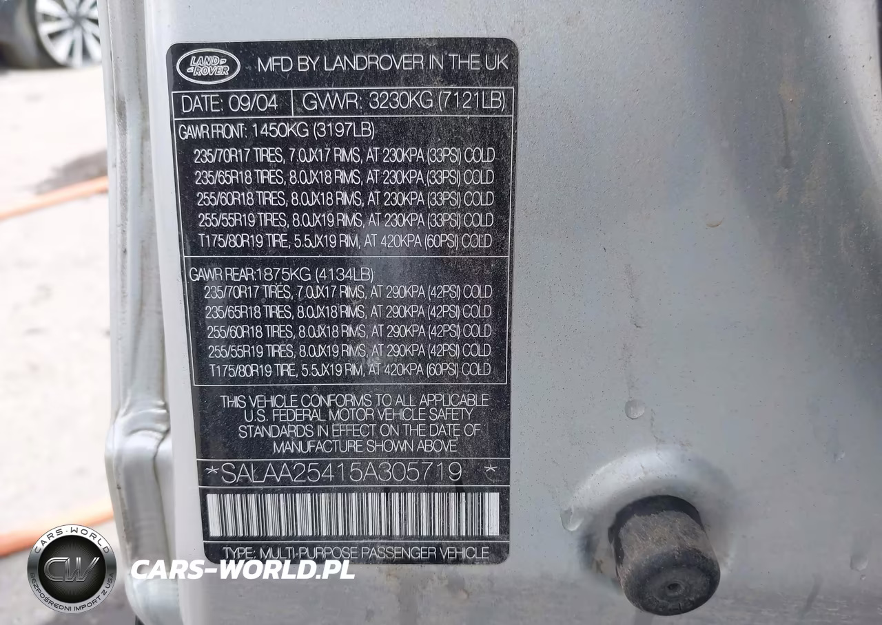 2005 Land Rover Lr3 Se VIN:SALAA25415A305719 - 9