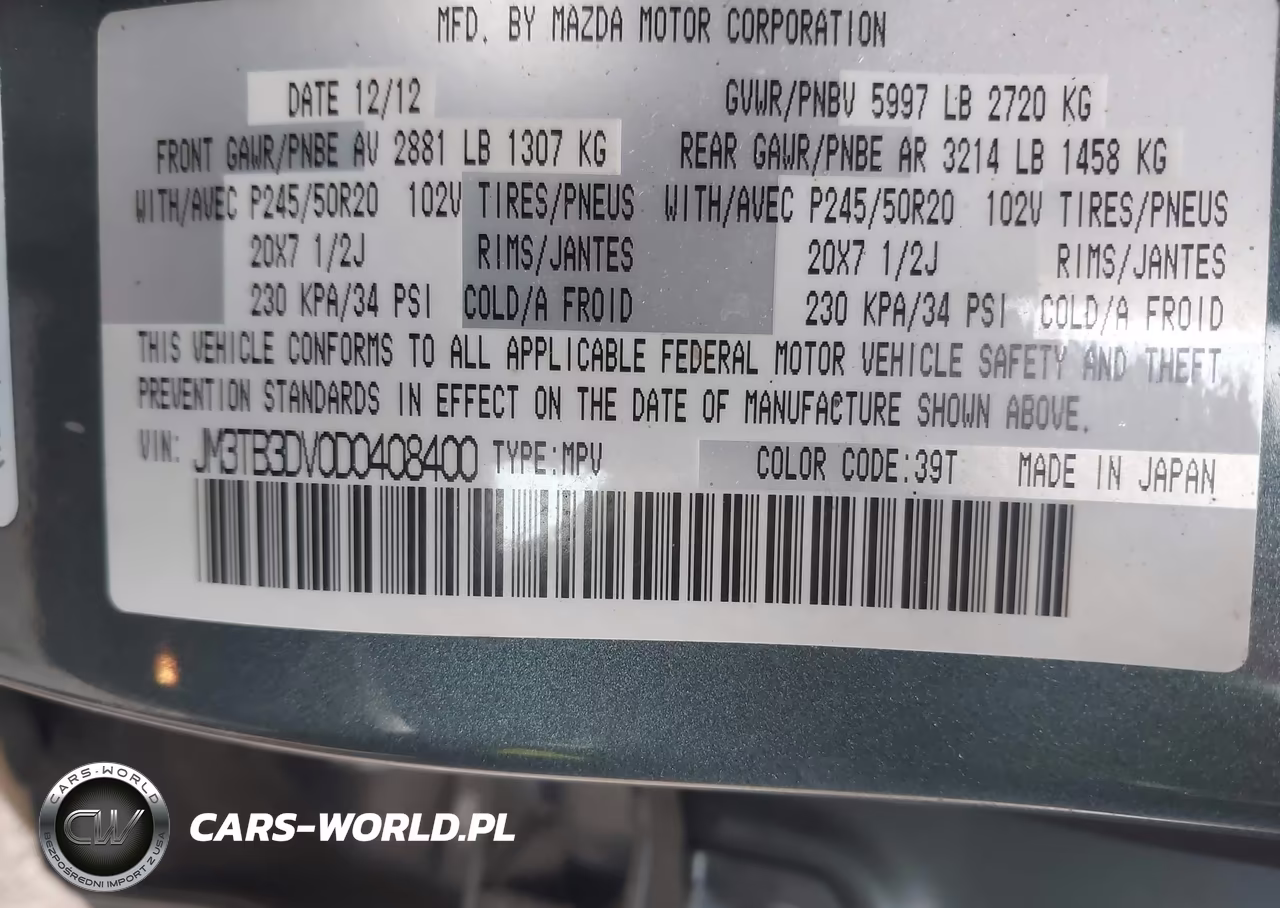 2013 Mazda Cx-9 Grand Touring VIN:JM3TB3DV0D0408400 - 9