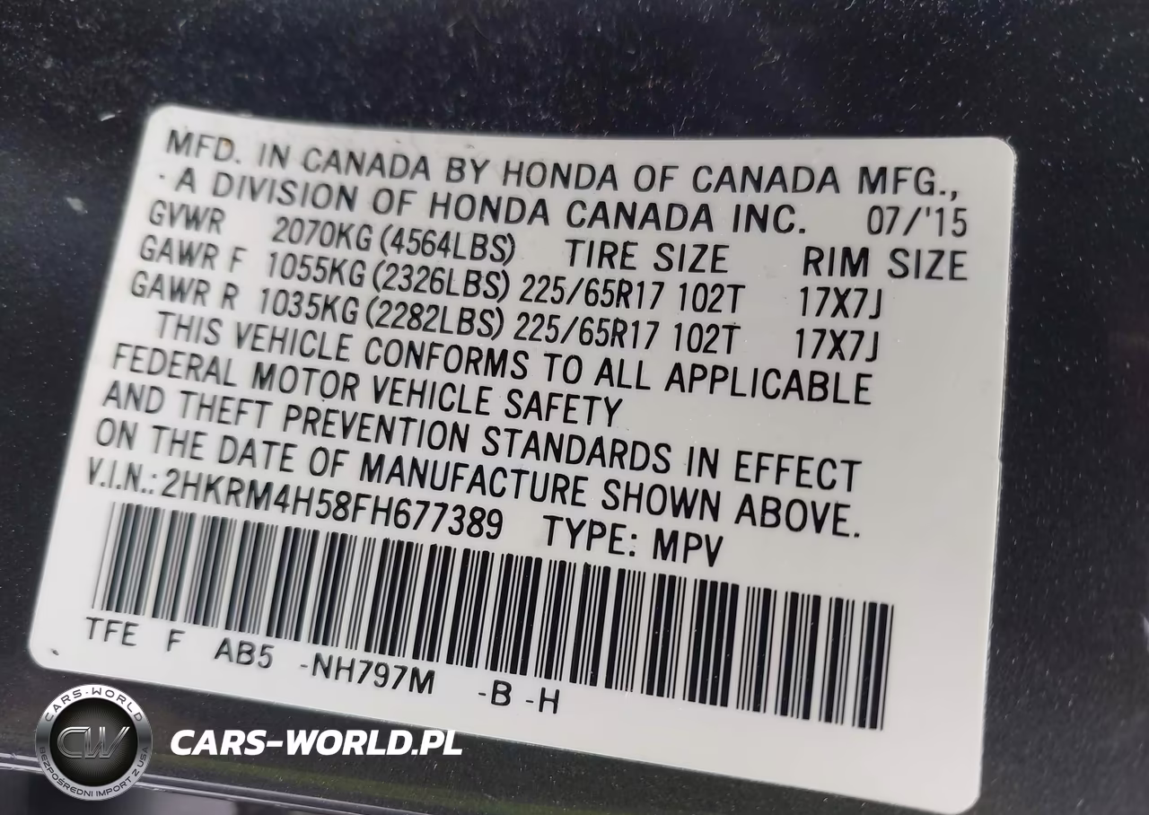 2015 Honda Cr-V Ex VIN:2HKRM4H58FH677389 - 9
