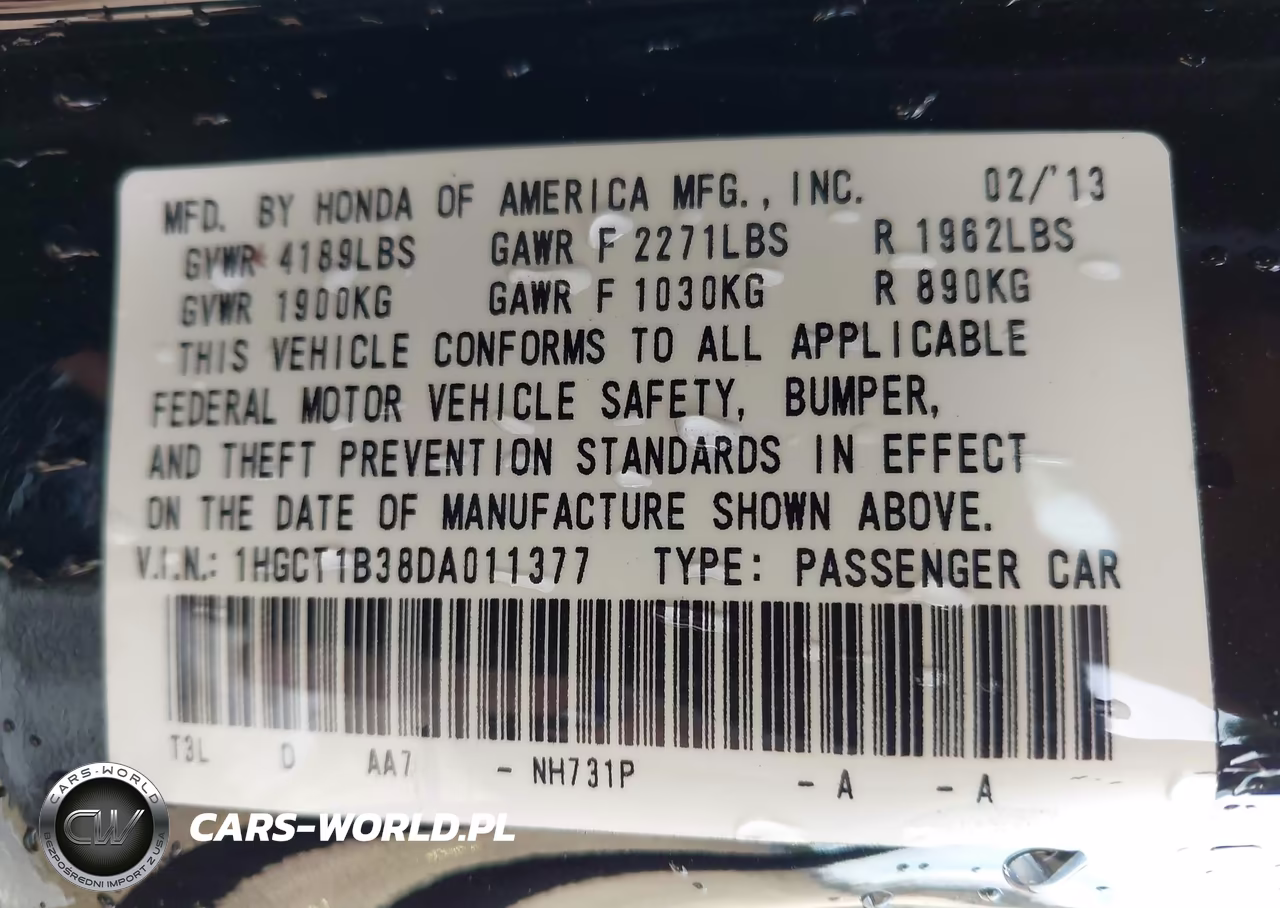 2013 Honda Accord Lx-S VIN:1HGCT1B38DA011377 - 9