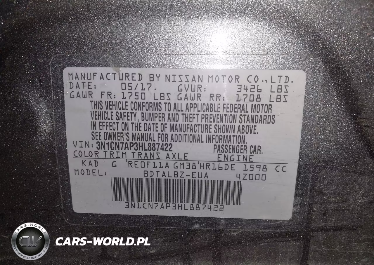 2017 Nissan Versa 1.6 Sv VIN:3N1CN7AP3HL887422 - 9