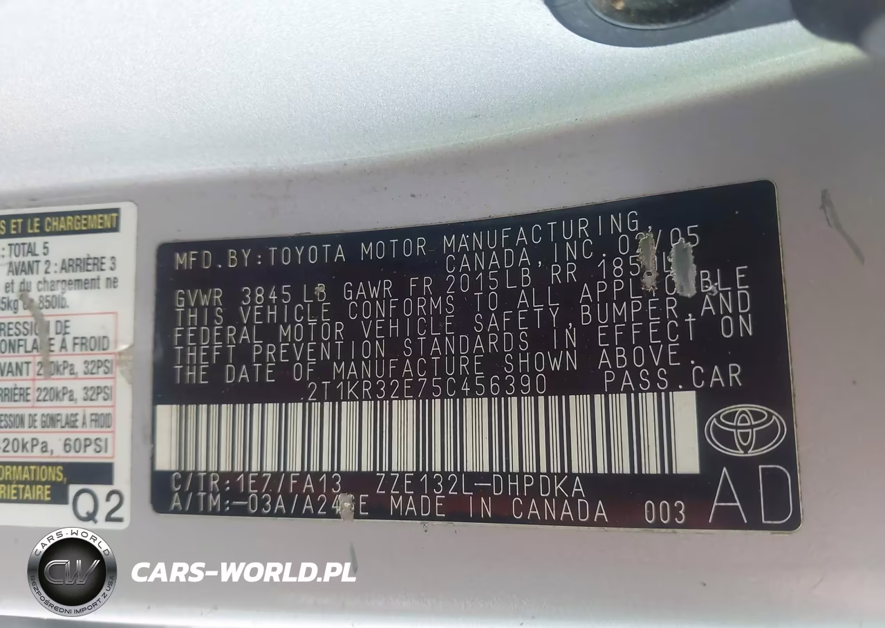 2005 Toyota Matrix Xr VIN:2T1KR32E75C456390 - 9