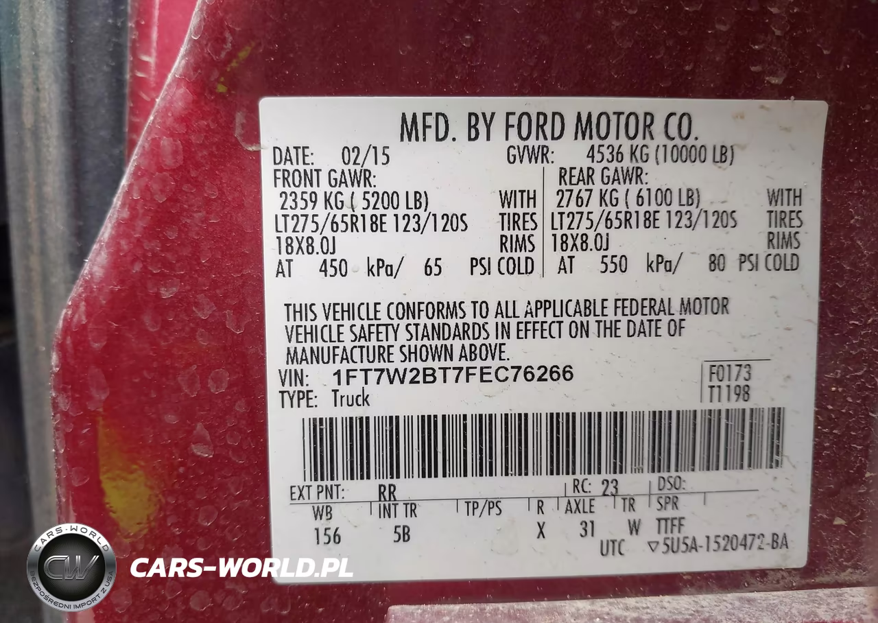 2015 Ford F-250 Xl VIN:1FT7W2BT7FEC76266 - 9