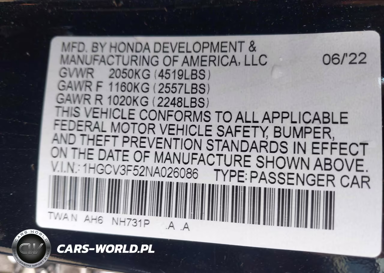 2022 Honda Accord Hybrid Ex-L VIN:1HGCV3F52NA026086 - 9
