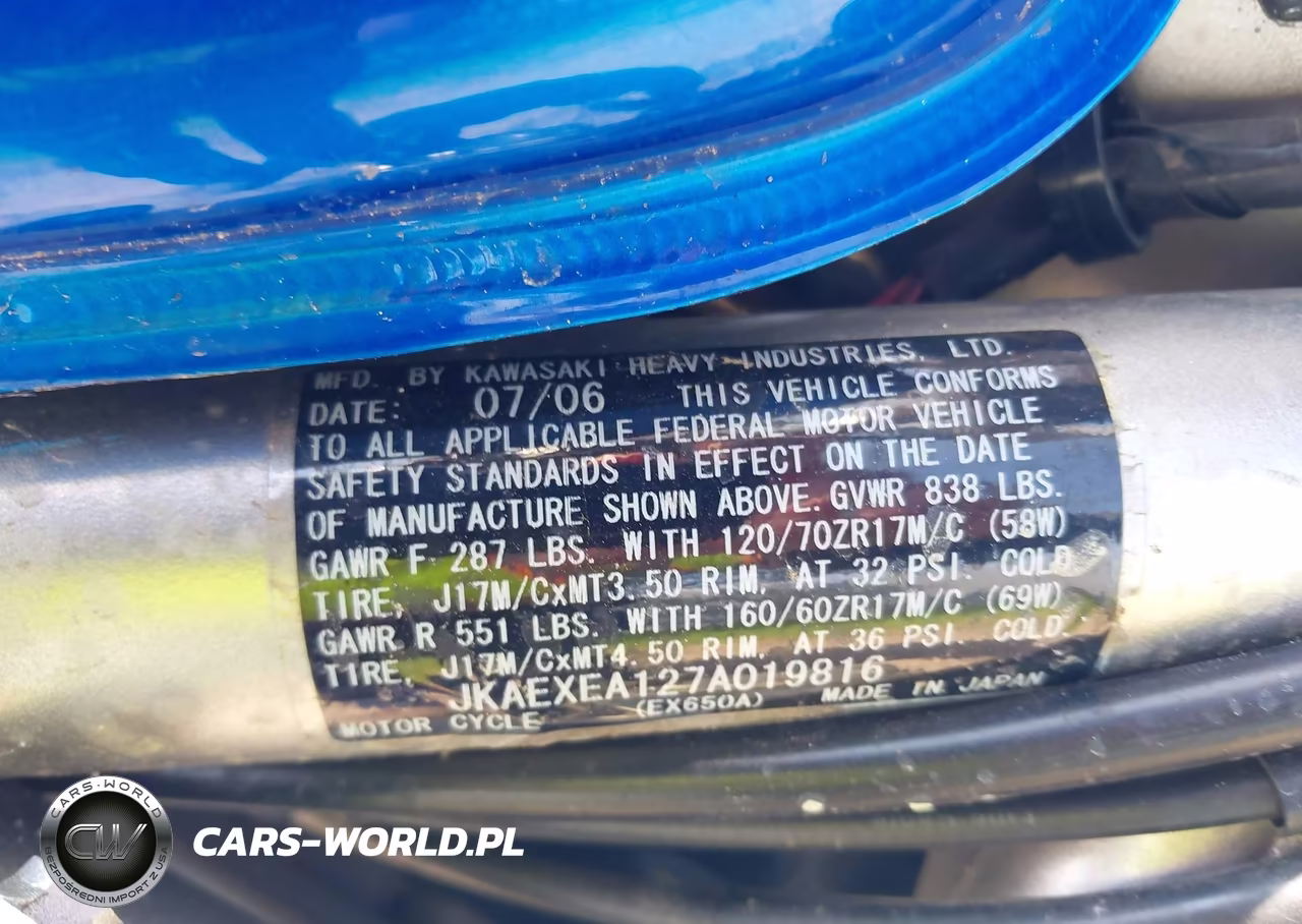 2007 Kawasaki Ex650 A VIN:JKAEXEA127A019816 - 10