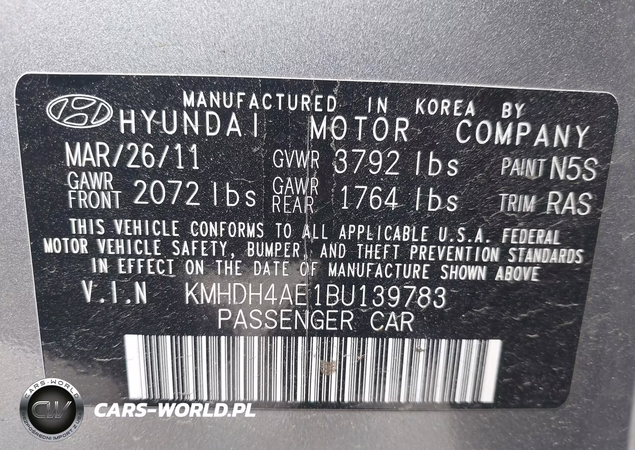 2011 Hyundai Elantra Gls (Ulsan Plant) VIN:KMHDH4AE1BU139783 - 9