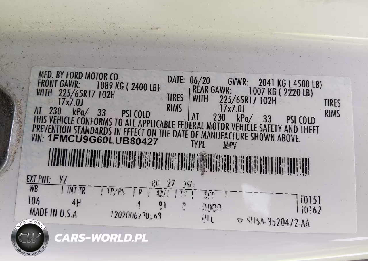 2020 Ford Escape Se VIN:1FMCU9G60LUB80427 - 9