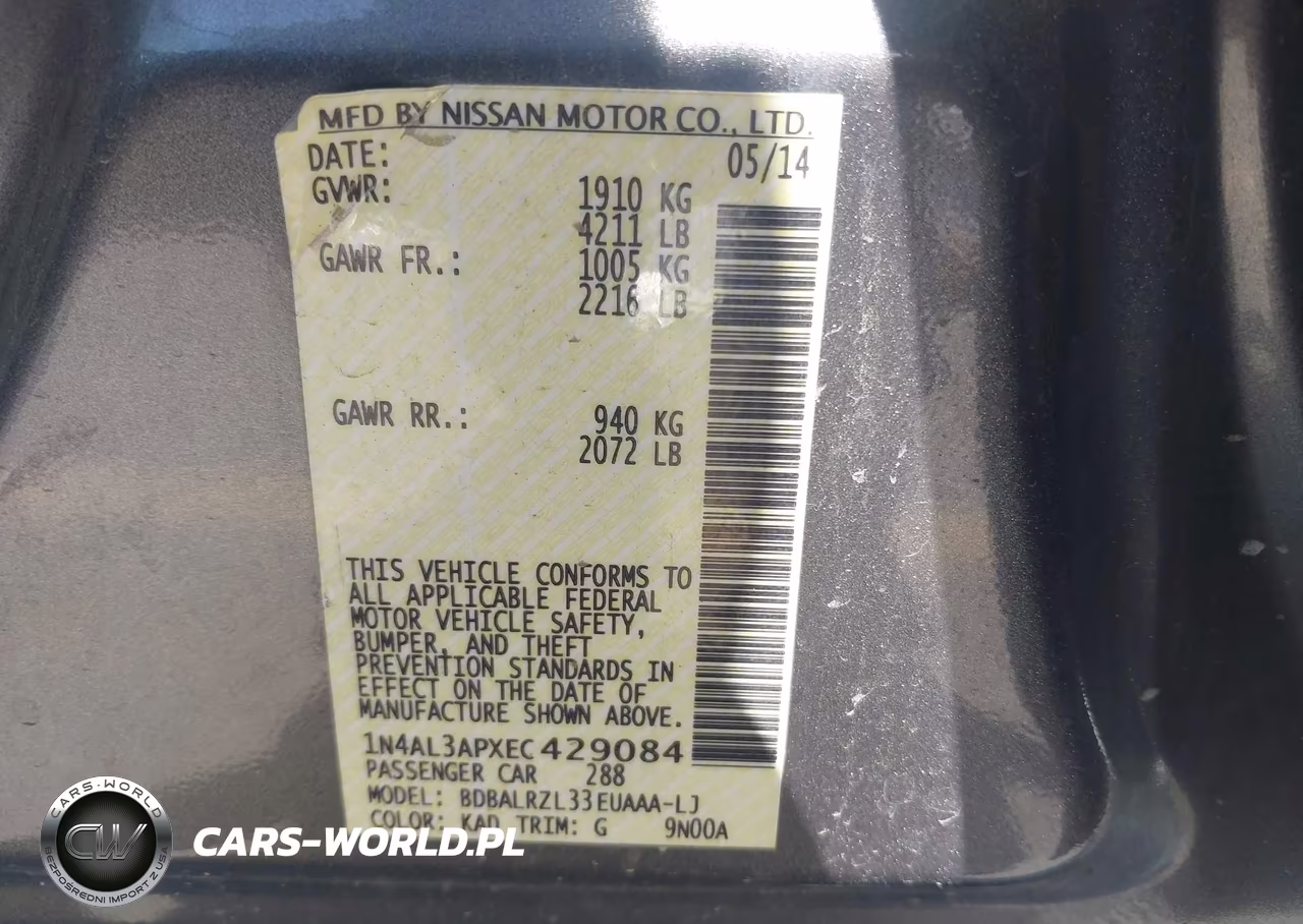 2014 Nissan Altima 2.5 S VIN:1N4AL3APXEC429084 - 9