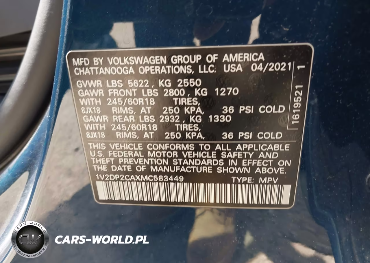 2021 Volkswagen Atlas 2.0T Se VIN:1V2DP2CAXMC583449 - 9