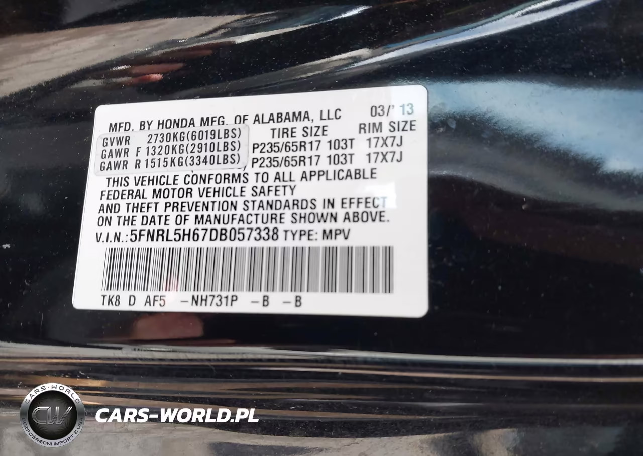 2013 Honda Odyssey Ex-L VIN:5FNRL5H67DB057338 - 9
