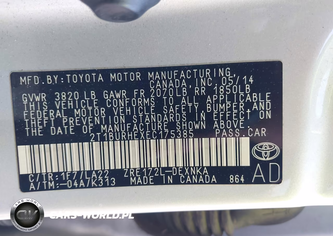 2014 Toyota Corolla Le Premium VIN:2T1BURHEXEC175385 - 9