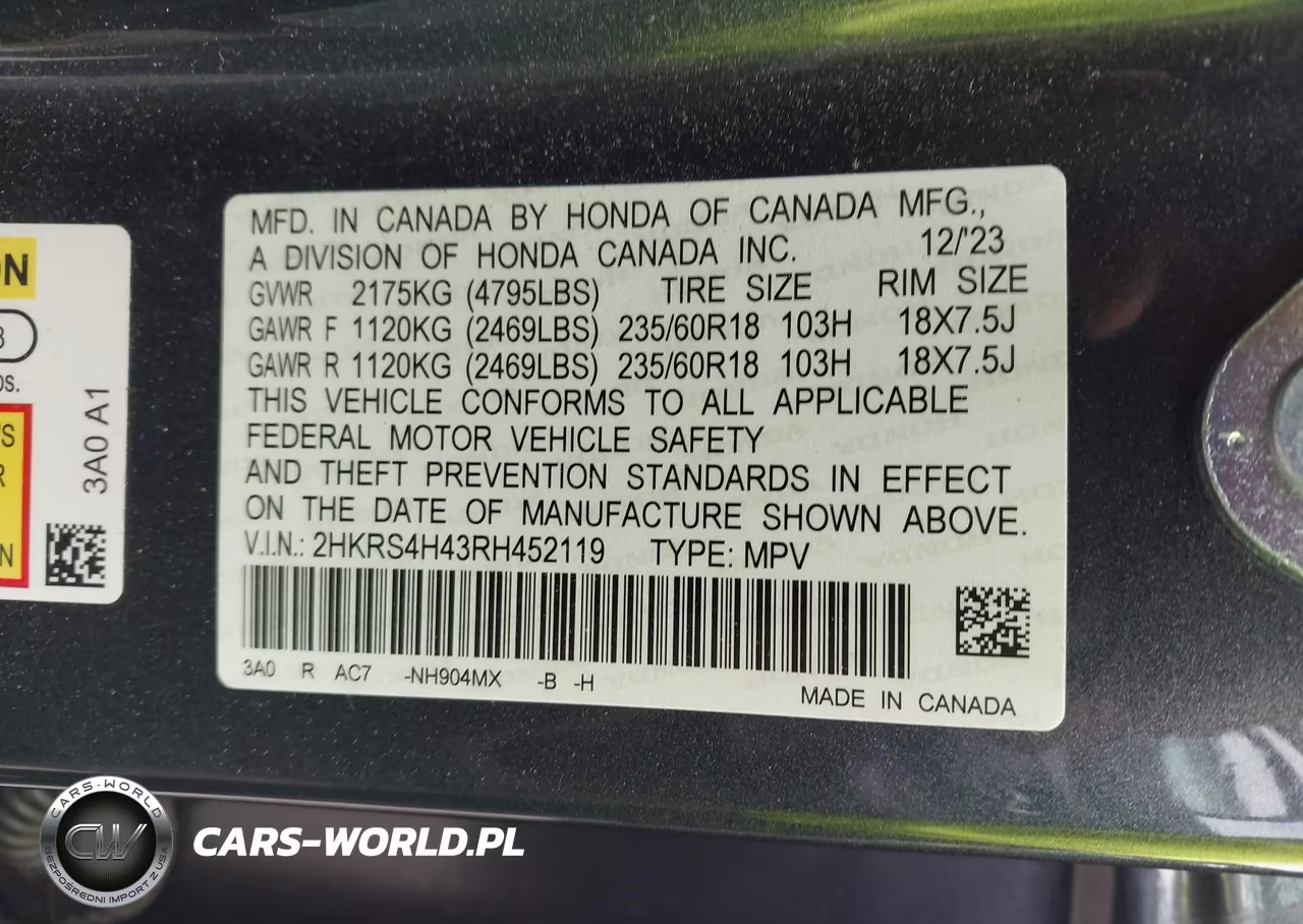 2024 Honda Cr-V Ex Awd VIN:2HKRS4H43RH452119 - 9