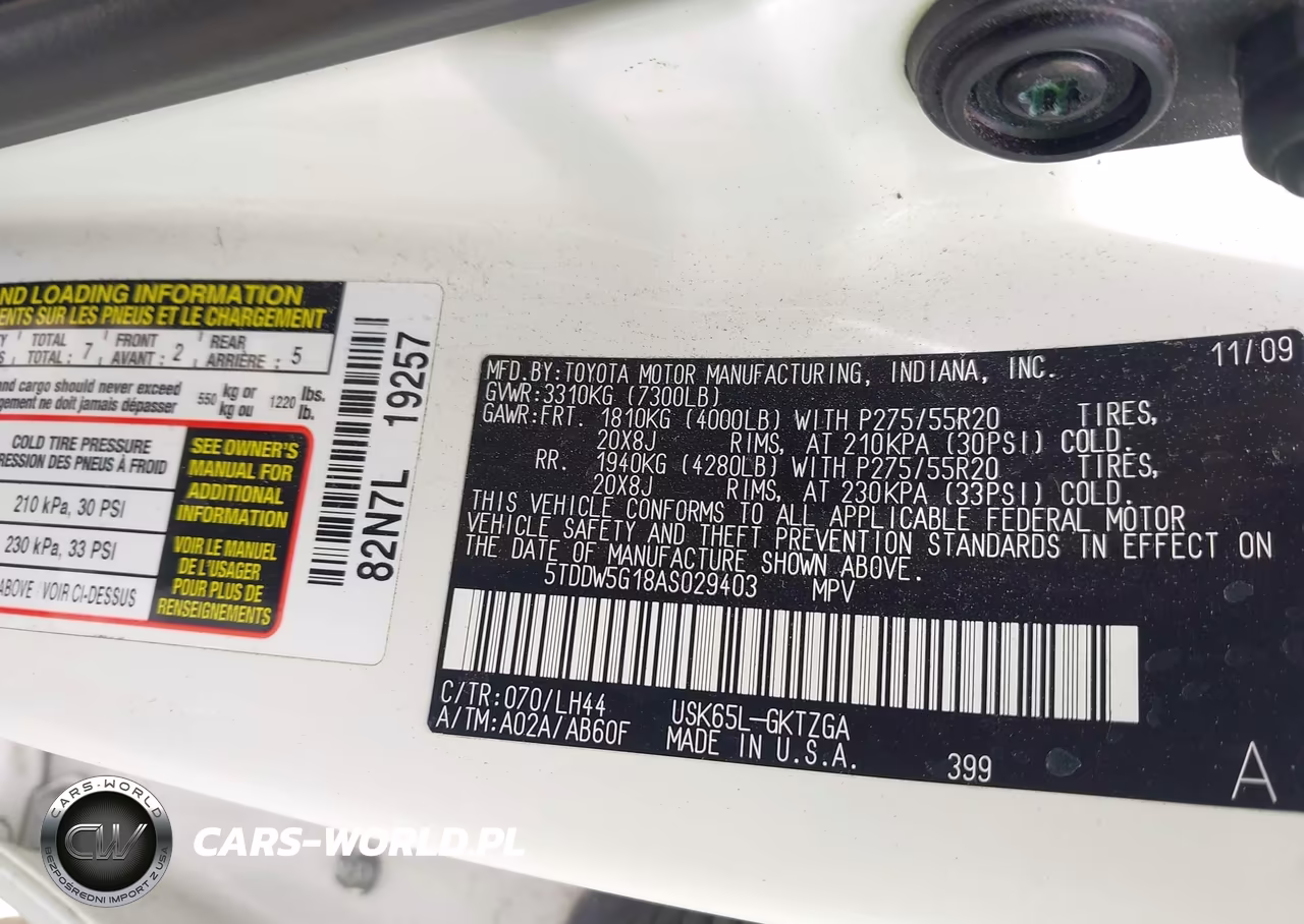 2010 Toyota Sequoia Platinum 5.7L V8 VIN:5TDDW5G18AS029403 - 9