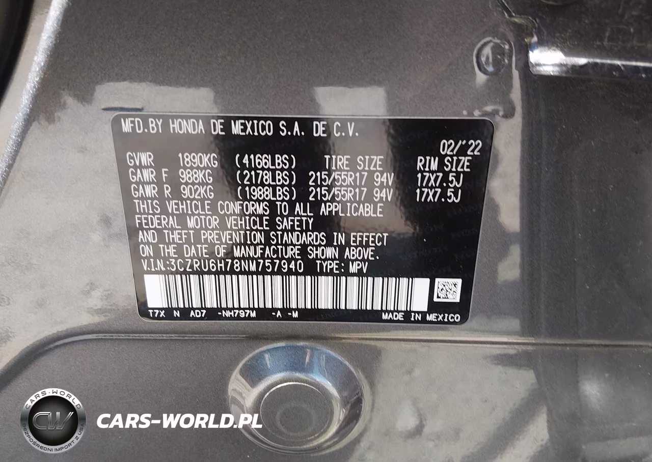 2022 Honda Hr-V Awd Ex-L VIN:3CZRU6H78NM757940 - 9