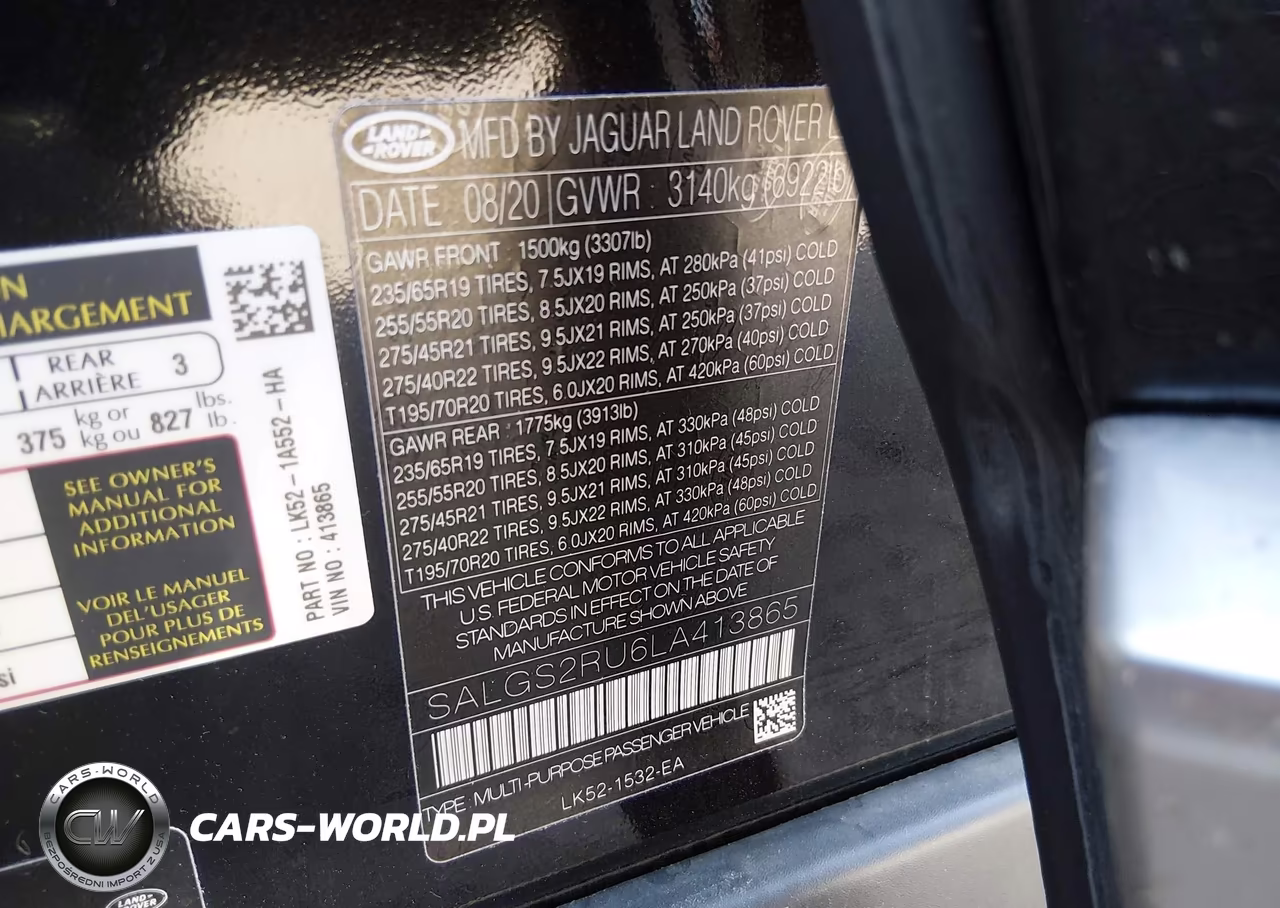 2020 Land Rover Range Rover Hse VIN:SALGS2RU6LA413865 - 9