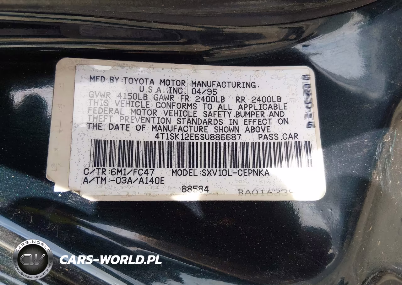 1995 Toyota Camry Le VIN:4T1SK12E6SU886687 - 9