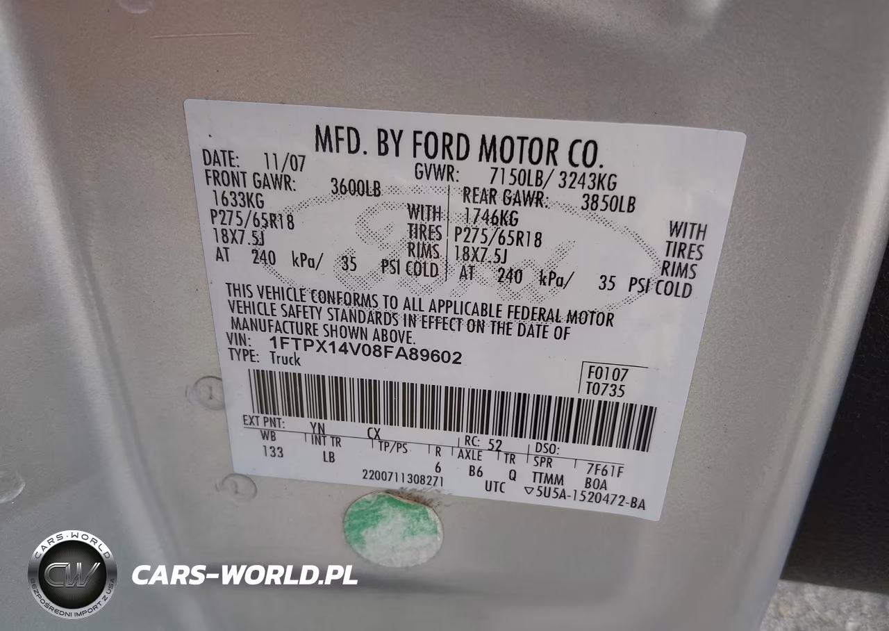 2008 Ford F-150 Fx4-Lariat-Xl-Xlt VIN:1FTPX14V08FA89602 - 9