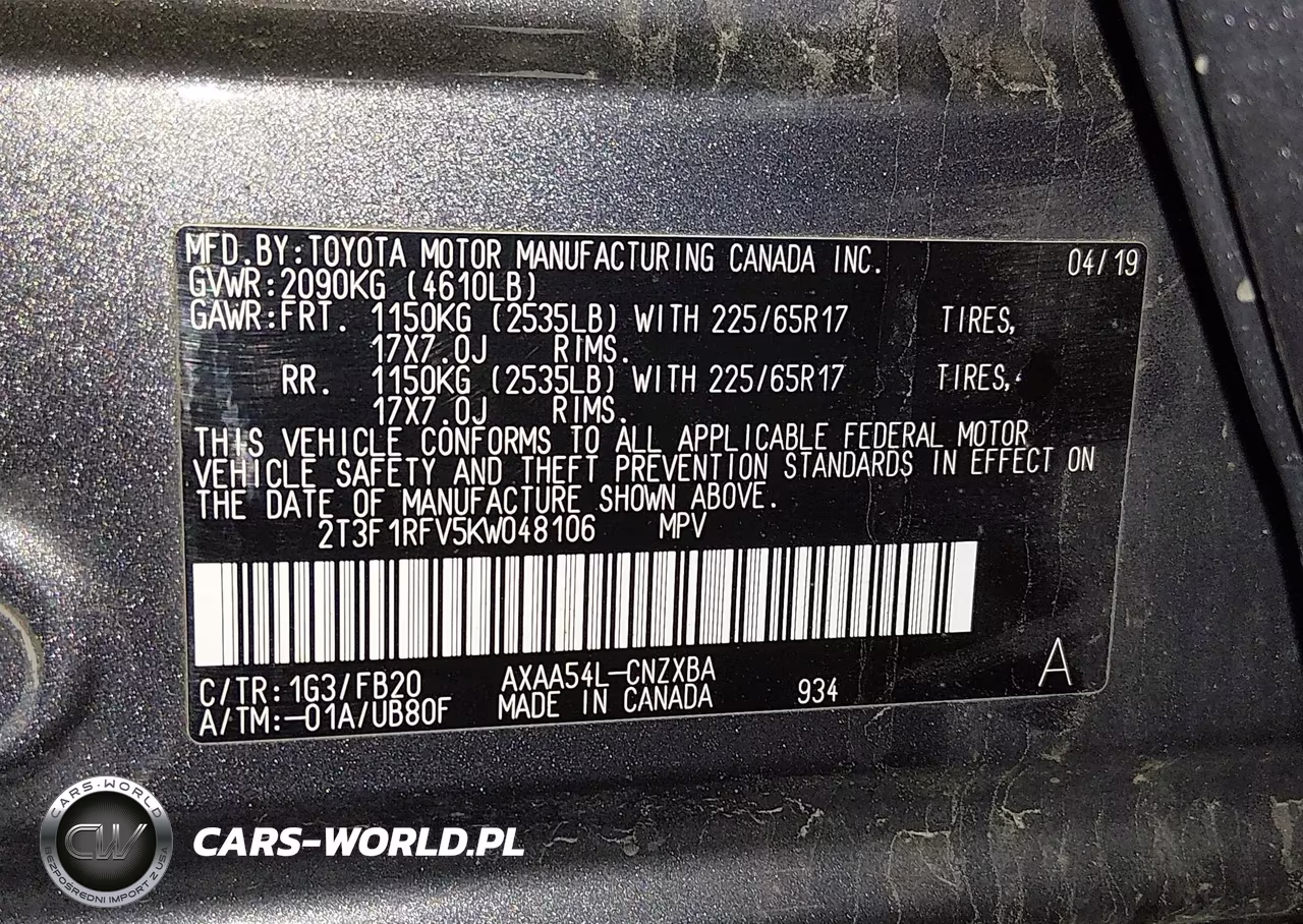 2019 Toyota Rav4 Le VIN:2T3F1RFV5KW048106 - 9