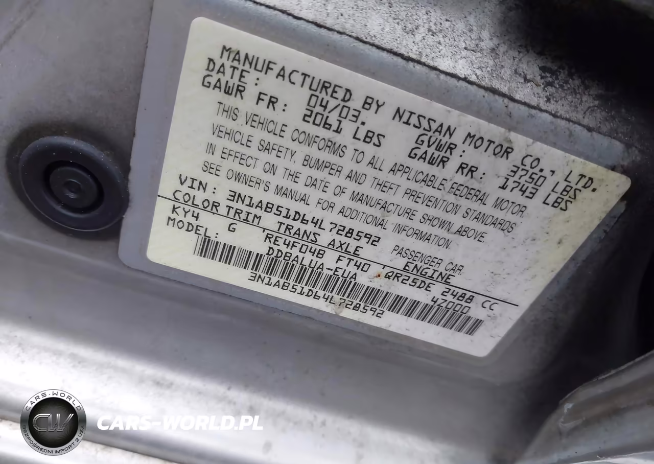 2004 Nissan Sentra Se-R VIN:3N1AB51D64L728592 - 9