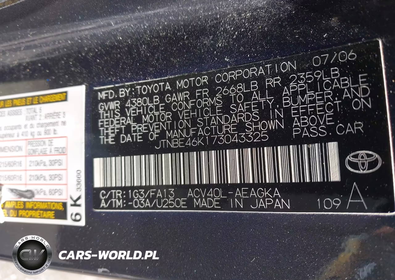 2007 Toyota Camry Xle VIN:JTNBE46K173043325 - 9