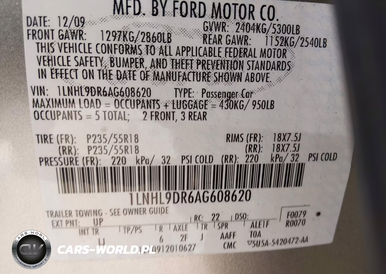 2010 Lincoln Mks VIN:1LNHL9DR6AG608620 - 9