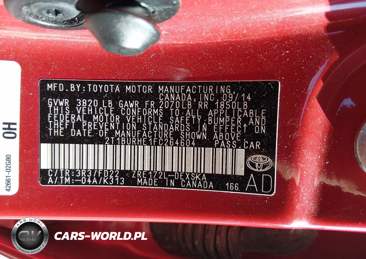 2015 Toyota Corolla S Plus VIN:2T1BURHE1FC264604 - 9