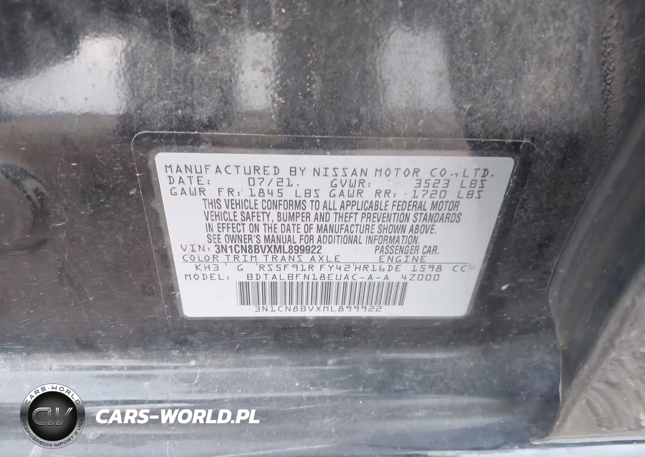 2021 Nissan Versa S 5-Speed Manual Transmission VIN:3N1CN8BVXML899922 - 9