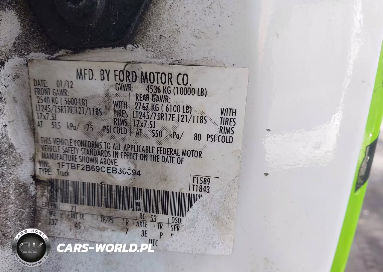 2012 Ford F-250 Xl VIN:1FTBF2B69CEB30094 - 9