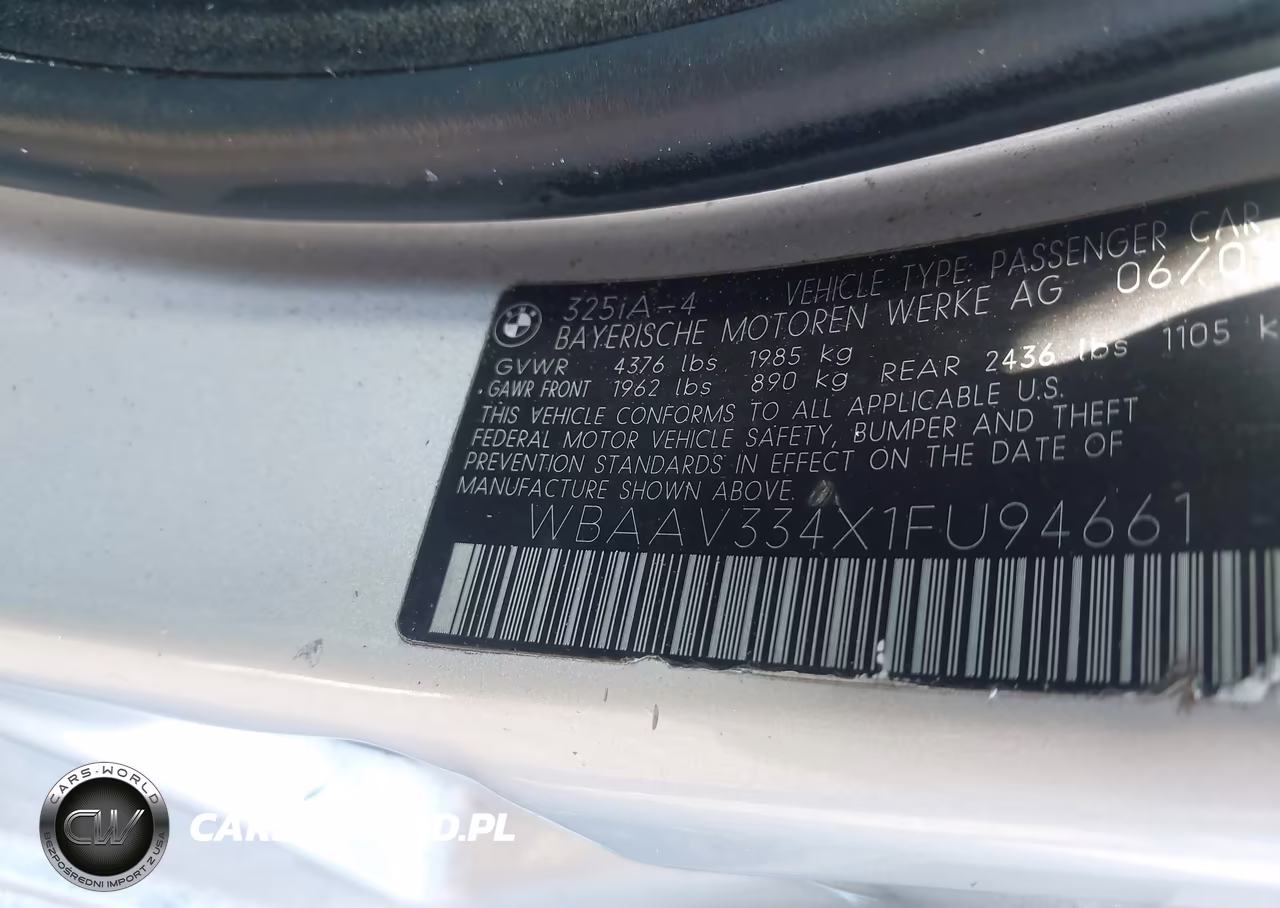 2001 BMW 325I VIN:WBAAV334X1FU94661 - 9