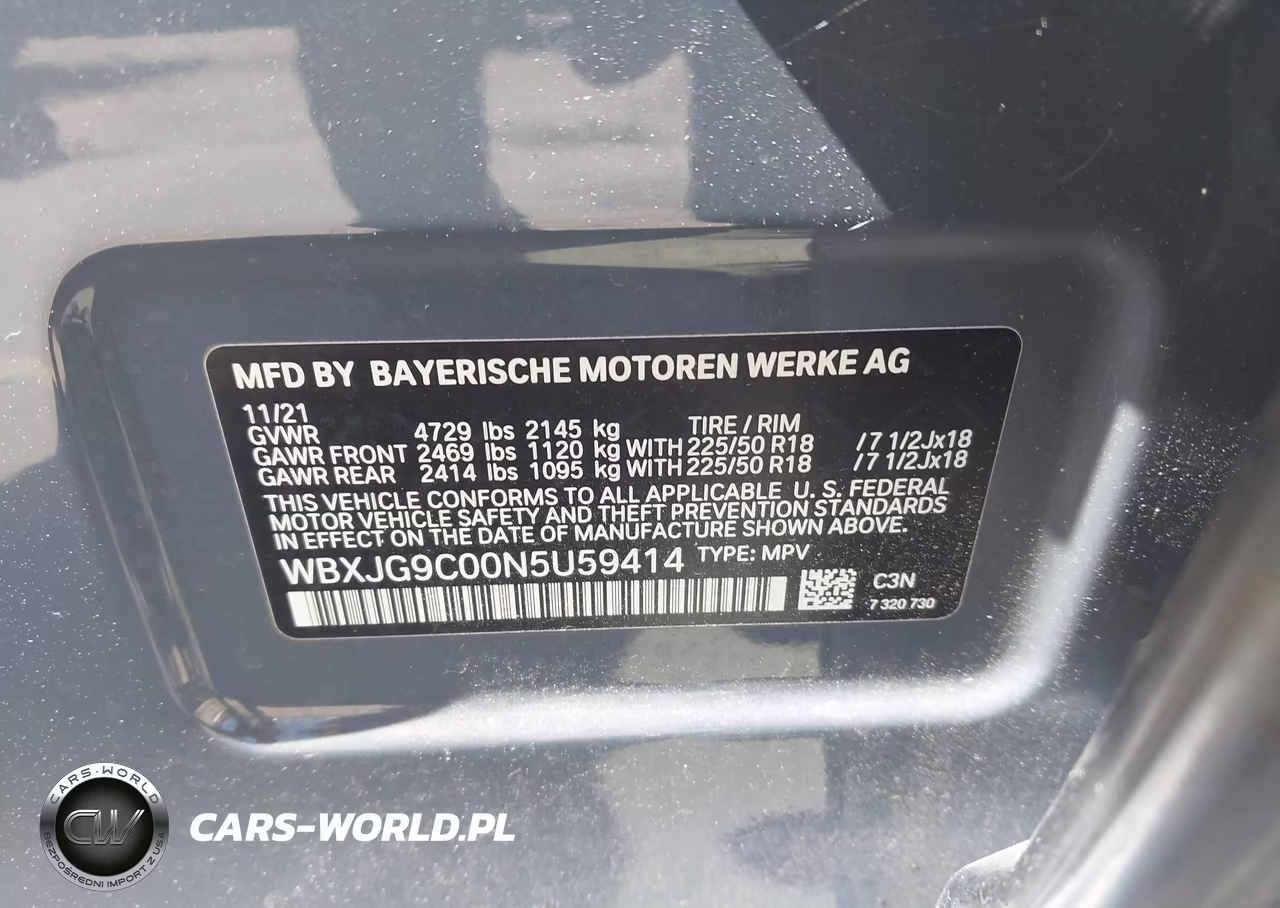 2022 BMW X1 xDrive28I VIN:WBXJG9C00N5U59414 - 9