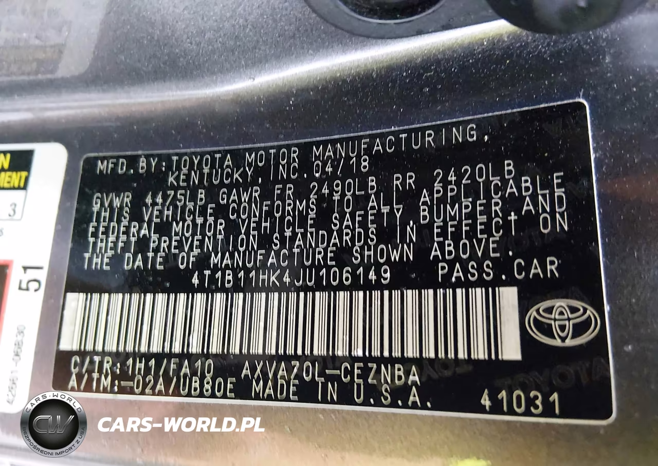 2018 Toyota Camry L-Le-Se-Xle VIN:4T1B11HK4JU106149 - 9