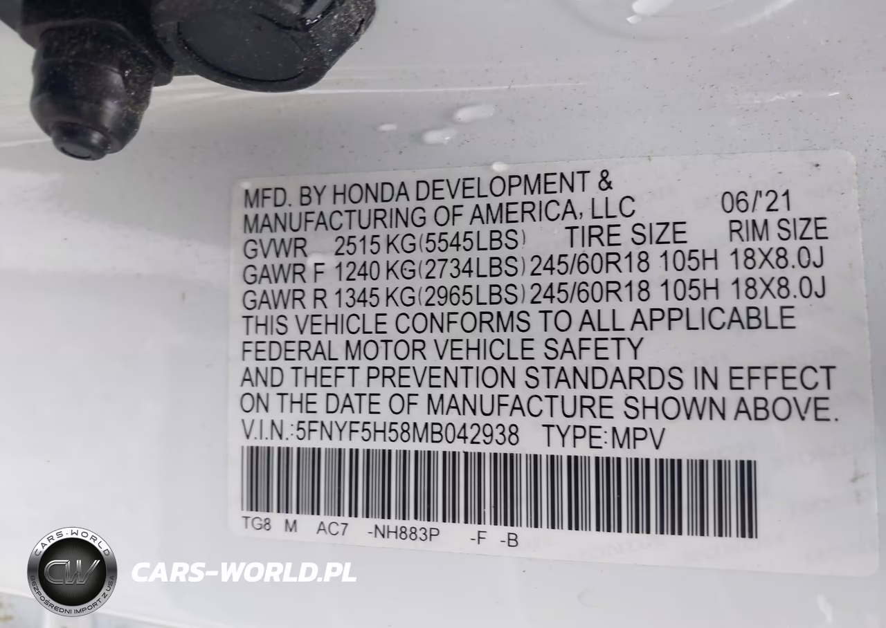 2021 Honda Pilot 2Wd Ex-L VIN:5FNYF5H58MB042938 - 9