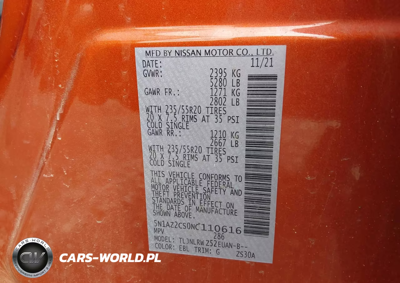 2022 Nissan Murano Sl VIN:5N1AZ2CS0NC110616 - 9
