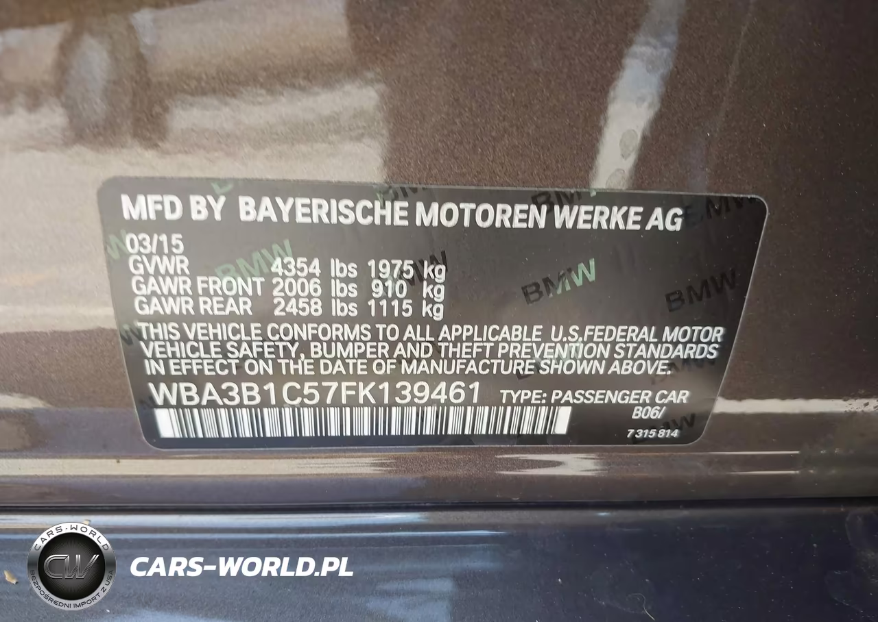 2015 BMW 320 I VIN:WBA3B1C57FK139461 - 9