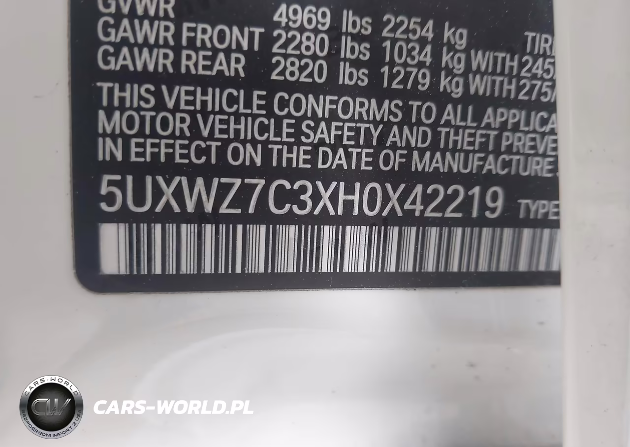 2017 BMW X3 Sdrive28I VIN:5UXWZ7C3XH0X42219 - 9