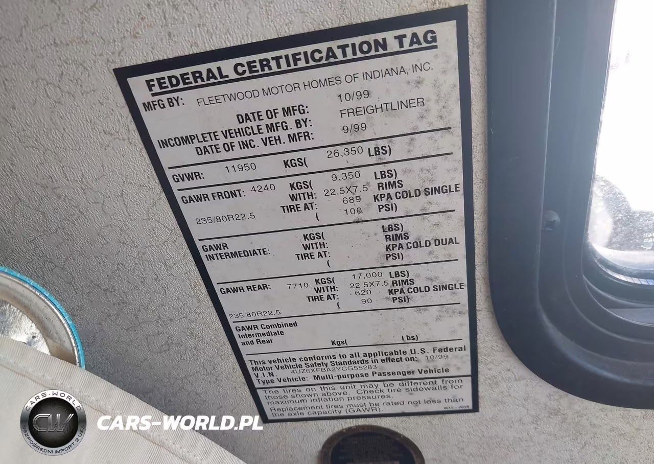 2000 Freightliner Chassis X Line Motor Home VIN:4UZ6XFBA2YCG55283 - 9