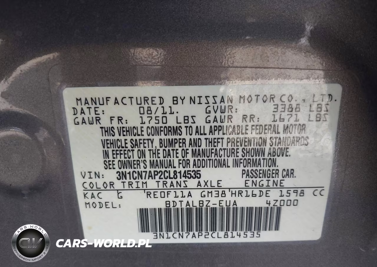 2012 Nissan Versa 1.6 Sv VIN:3N1CN7AP2CL814535 - 9